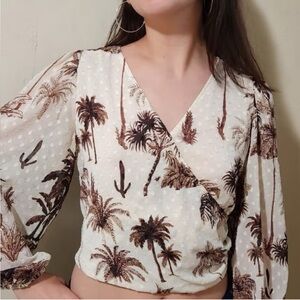 Joie Palm Desert Faux Crop Wrap Blouse size Medium